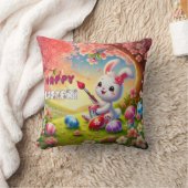 バニーイースターの卵の画家 クッション (ブランケット)