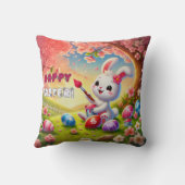 バニーイースターの卵の画家 クッション (裏面)