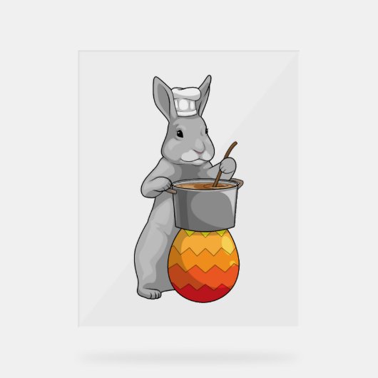 バニーイースターイースターエッグシェフ アクリルサイン (正面)
