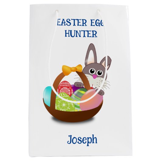 バニーイースターエッグ狩りバスケット ミディアムペーパーバッグ (正面)