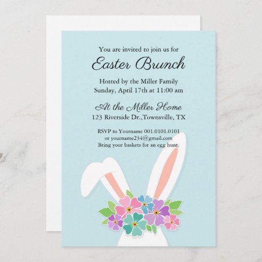 バニーイースターパーティの招待状 招待状 (正面/裏面)