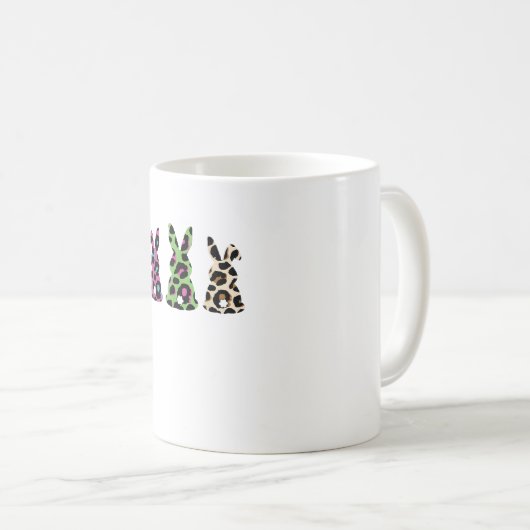 バニーイースターヒョウのプレイドバッファローラビットイースターD コーヒーマグカップ (正面右)