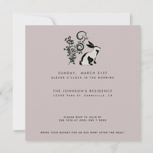 バニーイースターモダンブランチを乗り越える 招待状 (裏面)