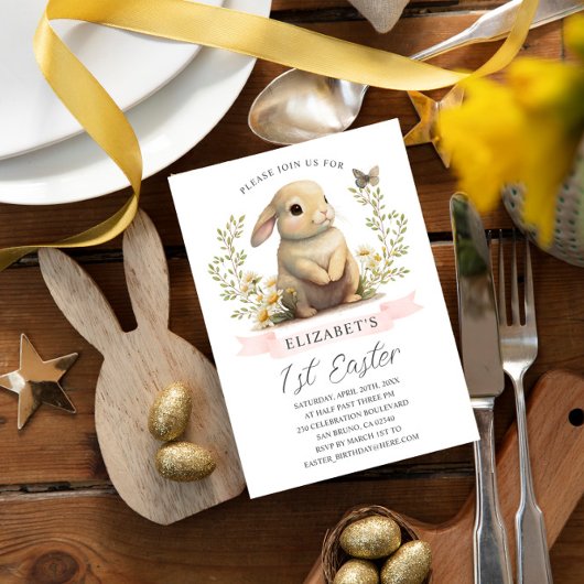 バニーイースターワイルドワンバースデーパーティーの招待 招待状