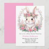 バニーウィスパーズガールベビーシャワー 招待状 (正面/裏面)