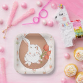 バニーウィズチューリップ春ホリデーラビット ペーパープレート (パーティー)