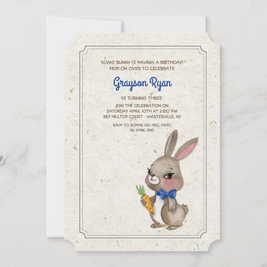 バニーウィズブルーボウ招待状 招待状 (正面)