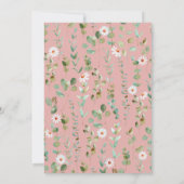 バニーウォーターカラーユーカリプトゥスピンクベビーシャワー 招待状 (裏面)