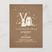 バニーウサギかわいいカップルのデートを保存 案内ポストカード (正面)