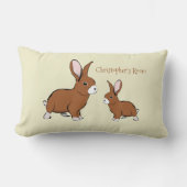 バニーウサギかわいい動物ペット任意の名前の子供 ランバークッション (正面)