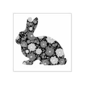 バニーウサギとレトロな花 ラバースタンプ (インプリント)