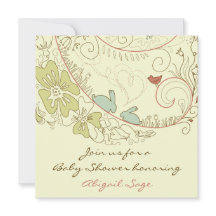 バニーウサギと花ニュートラル赤ちゃんシャワー