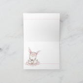 バニーウサギのベビーシャワーの女の赤ちゃんのサンキューカード ノートカード (内部)
