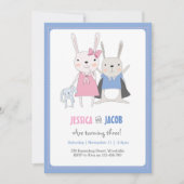 バニーウサギは誕生日の招待状を結び付けます 招待状 (正面)