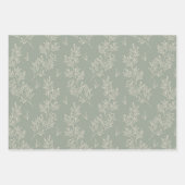 バニーウサギフローライースターブランチオリーブカラー ラッピングペーパーシート (正面3)