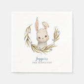 バニーウッドランドテーマボーイバースデーパーティー スタンダードカクテルナプキン (正面)