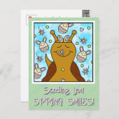 バニーエッグとキュートなカタツムリスマイルイースター | シーズンポストカード (正面/裏面)