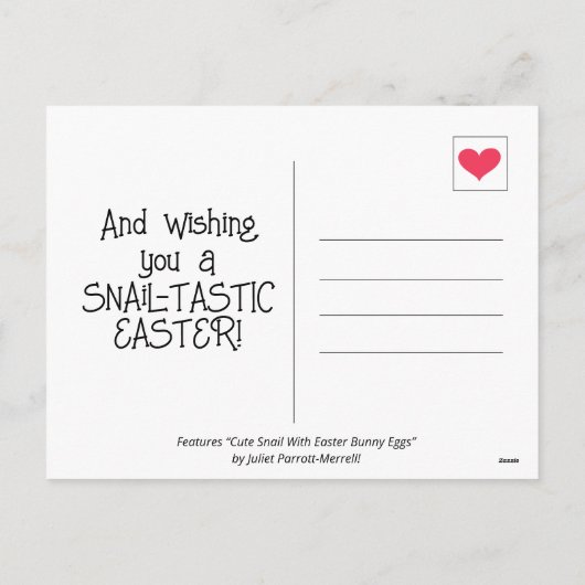 バニーエッグとキュートなカタツムリスマイルイースター | シーズンポストカード (裏面)
