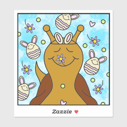 バニーエッグとキュートなカタツムリスマイルイースター | シール (シート)