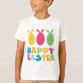 バニーエッグキュートカラフルキッズハッピーイースター Tシャツ (正面)