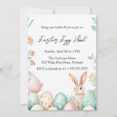 バニーエッグフラワーイースターエッグ狩り 招待状 (正面)