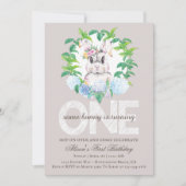 バニーエレガントフローラリースファースト誕生日 招待状 (正面)