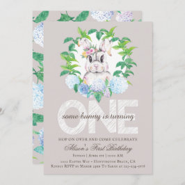 バニーエレガントフローラリースファースト誕生日 招待状