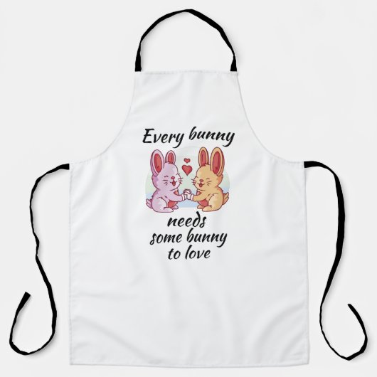バニーカップル愛ハート復活祭の恋人 エプロン (正面)