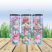 バニーカラフルの耳とグリッターを持つイースター格言 タンブラー