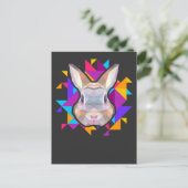 バニーカラフルアートキュートうさぎ恋人アート ポストカード (スタンド正面)