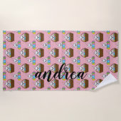 バニーカラフルイースターエッグハントバスケット |カスタマイズ ビーチタオル (正面)