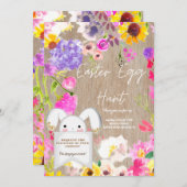 バニーカラフルラビットイースターエッグ狩りブランチインビ 招待状 (正面/裏面)