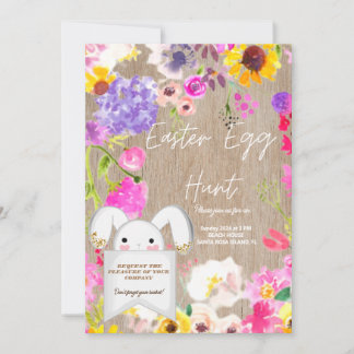 バニーカラフルラビットイースターエッグ狩りブランチインビ 招待状