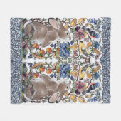 バニーカラフルラビットジャコビーンフローラバードバ華美ー フリースブランケット (正面(横))