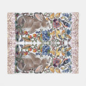 バニーカラフルラビットジャコビーンフローラバードバ華美ー フリースブランケット (正面(横))