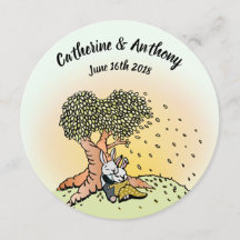 バニーカラフルラビット結婚式招待状