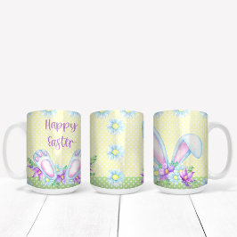 バニーカラフル耳と春のイースターデザイン コーヒーマグカップ