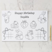 バニーカラーリング誕生日紙ランチョンマット ペーパーパッド (インサイチュ)