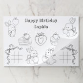 バニーカラーリング誕生日紙ランチョンマット ペーパーパッド (折り畳み)