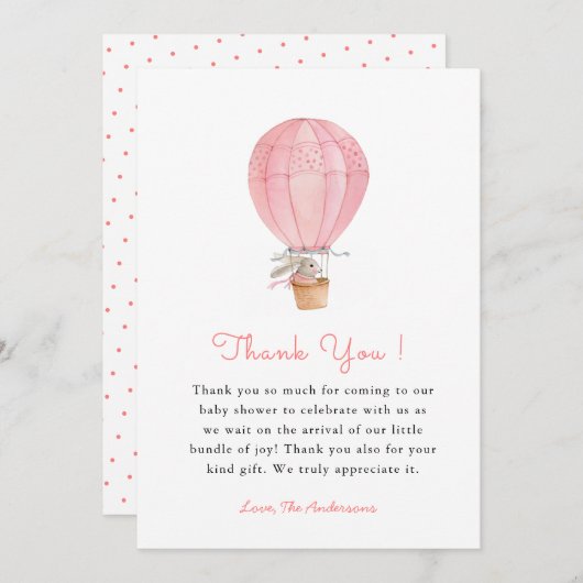 バニーガール赤ちゃんシャワー サンキューカード (正面/裏面)