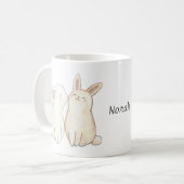 バニーキスかわいいキスをするラビットパーソナライズされた名 コーヒーマグカップ (正面左)