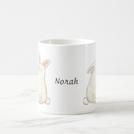 バニーキスかわいいキスをするラビットパーソナライズされた名 コーヒーマグカップ (中央)