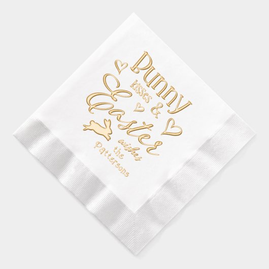 バニーキスイースターの願いパーソナライズされたの名前 箔ナプキン (右)