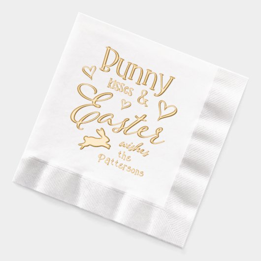 バニーキスイースターの願いパーソナライズされたの名前 箔ナプキン (左)