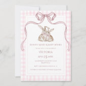 バニーキス&ベビーウィズピンク赤ちゃんシャワー 招待状 (正面)