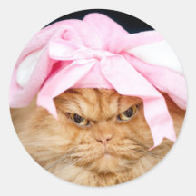 バニーキャットイースタークラシックラウンドステッカー