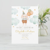 バニーキュートピンク&バロオンズクラウドベビーシャワー 招待状 (スタンド正面)