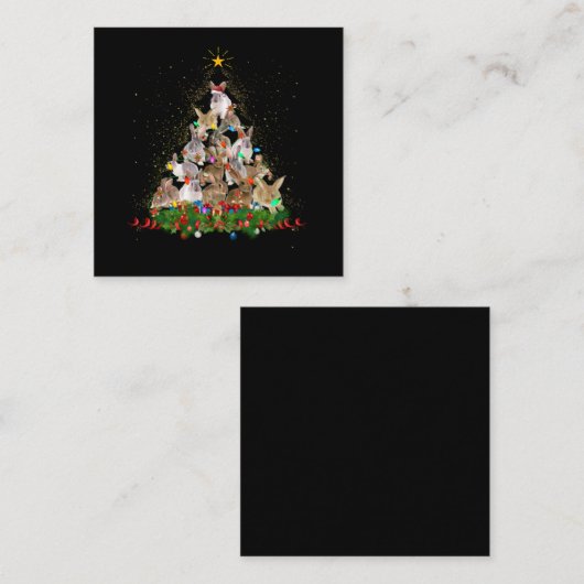 バニーギフト|バニーうさぎのクリスマスツリーが美しい スクエア名刺 (正面/裏面)
