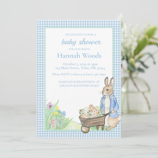 バニーギンガム春イースターベイビーシャワー 招待状 (スタンド正面)
