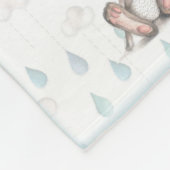 バニークラウドと雨滴 – 青 フリースブランケット (角)